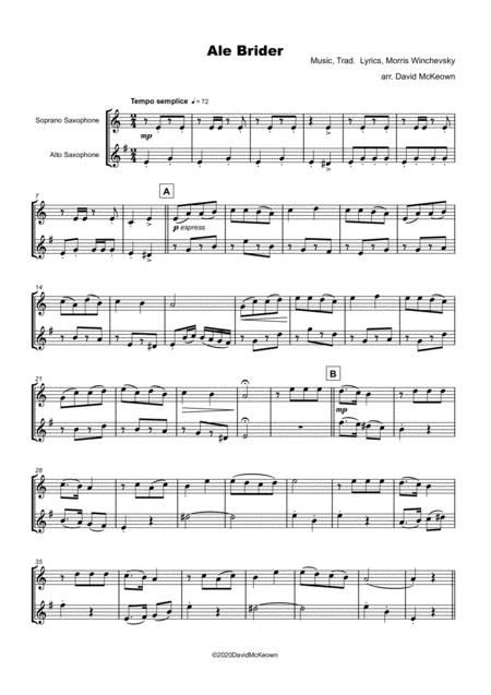 Ale Brider Jewish Klezmer Song For Soprano And Alto Saxophone Duet Page 2