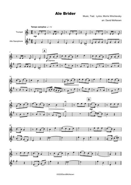 Ale Brider Jewish Klezmer Song For Trumpet And Alto Saxophone Duet Page 2