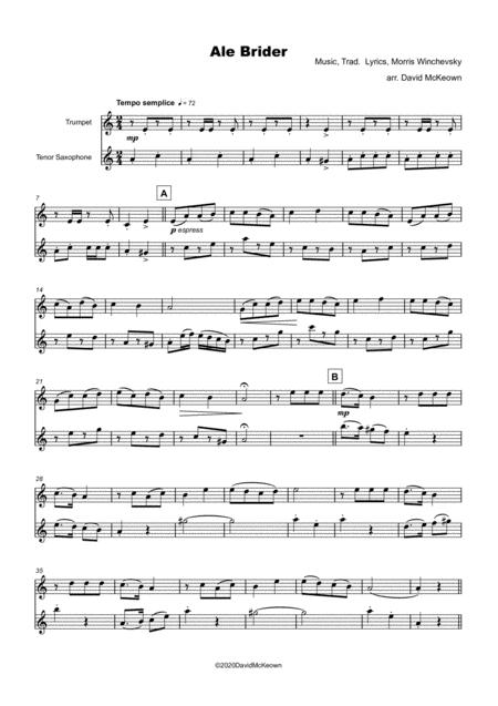 Ale Brider Jewish Klezmer Song For Trumpet And Tenor Saxophone Duet Page 2