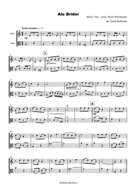 Ale Brider Jewish Klezmer Song For Violin And Viola Duet Page 2