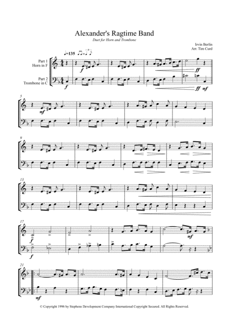 Alexanders Ragtime Band Duet For Horn In F And Trombone Page 2