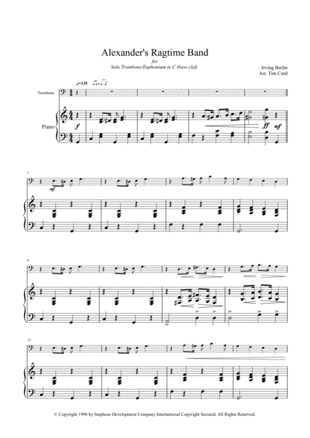 Alexanders Ragtime Band For Solo Trombone Euphonium In C And Piano Page 2