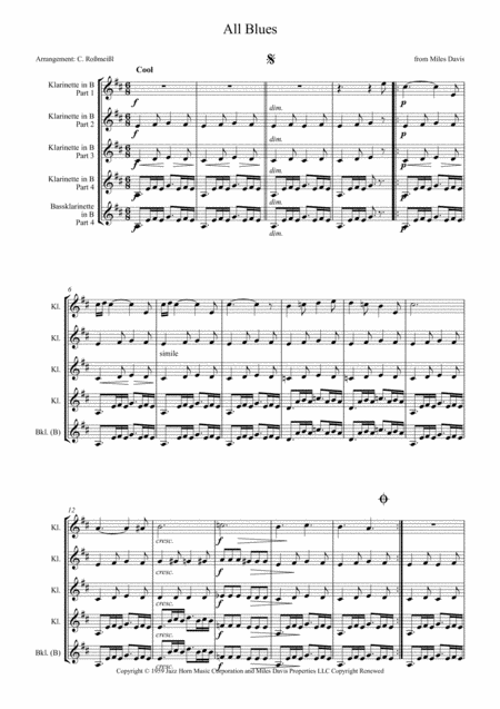 All Blues With 4 Clarinets Page 2