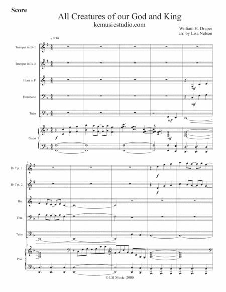 All Creatures Of Our God And King Brass Quintet With Piano Accompaniment Page 2