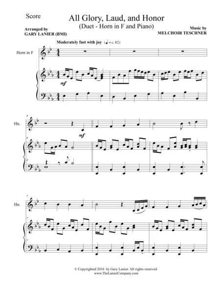 All Glory Laud And Honor Duet Horn In F Piano With Parts Page 2