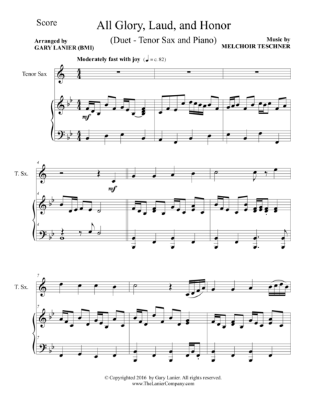 All Glory Laud And Honor Duet Tenor Sax Piano With Parts Page 2