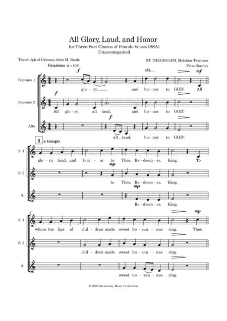 All Glory Laud And Honor Ssa A Cappella Page 2