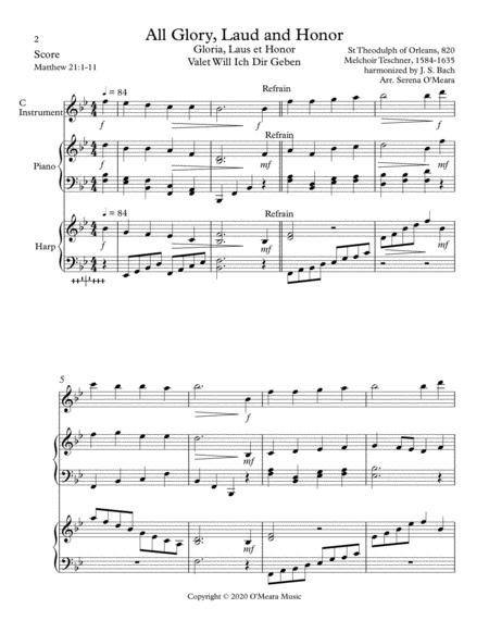 All Glory Laud And Honor Trio For C Treble Instrument Harp And Piano Or Organ Page 2