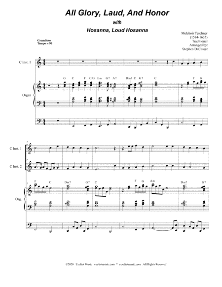 All Glory Laud And Honor With Hosanna Loud Hosanna Duet For C Instruments Page 2