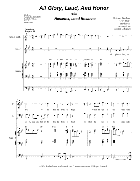 All Glory Laud And Honor With Hosanna Loud Hosanna Duet For Tenor And Bass Solo Page 2