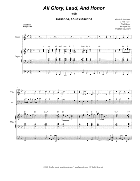 All Glory Laud And Honor With Hosanna Loud Hosanna Duet For Violin And Cello Page 2