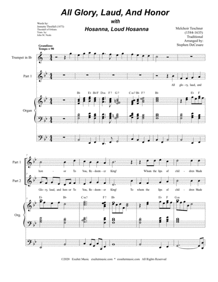All Glory Laud And Honor With Hosanna Loud Hosanna For 2 Part Choir Page 2