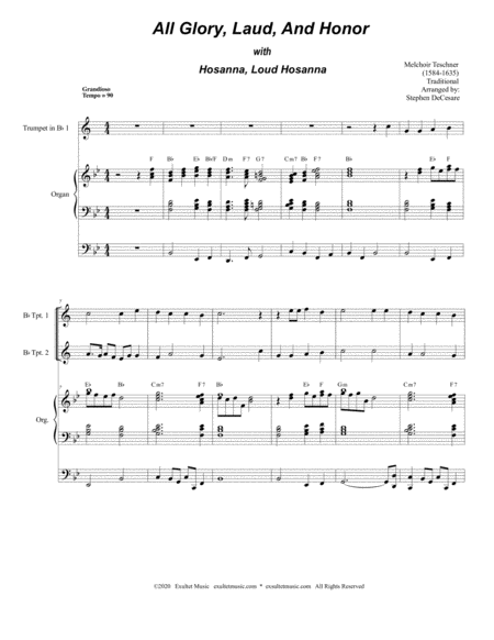 All Glory Laud And Honor With Hosanna Loud Hosanna For Brass Quartet And Organ Alternate Version Page 2