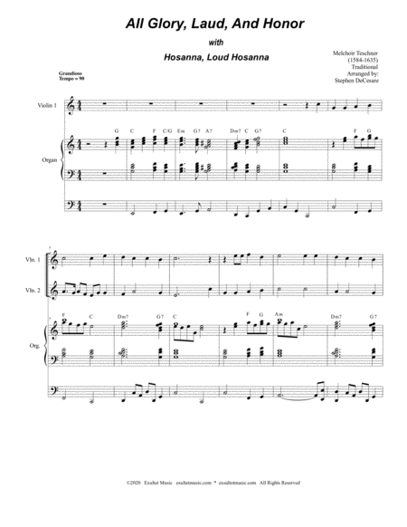 All Glory Laud And Honor With Hosanna Loud Hosanna For String Quartet And Organ Page 2