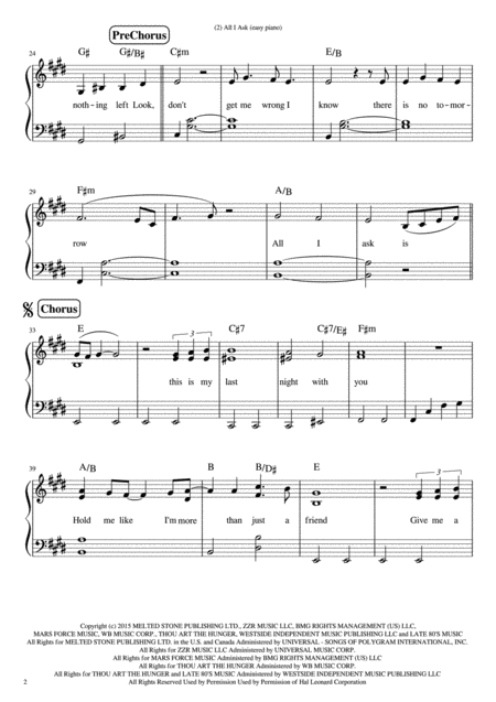 All I Ask Piano Vocal Chords Easy Piano Page 2