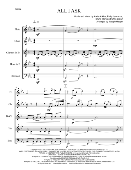 All I Ask Woodwind Quintet Page 2