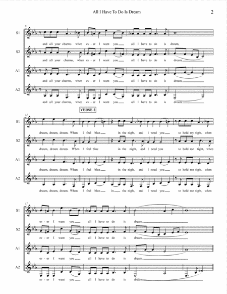 All I Have To Do Is Dream Ssaa A Cappella Page 2