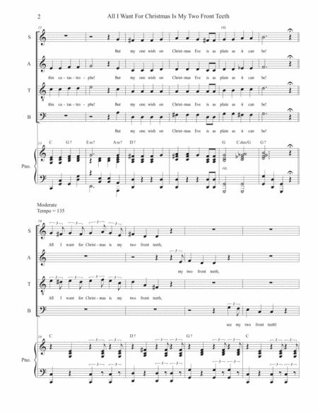 All I Want For Christmas Is My Two Front Teeth Vocal Quartet Satb Page 2