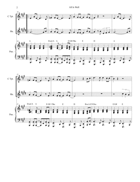 All Is Well Duet For C Trumpet French Horn Page 2