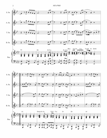 All Is Well For Saxophone Quartet And Piano Page 2
