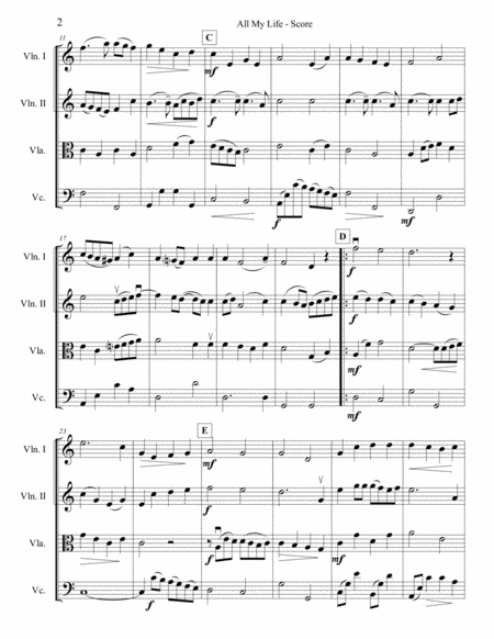 All My Life For String Quartet Page 2