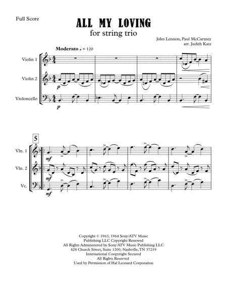 All My Loving For String Trio Page 2