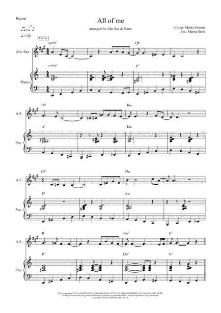 All Of Me Arranged For Alto Sax And Piano Page 2