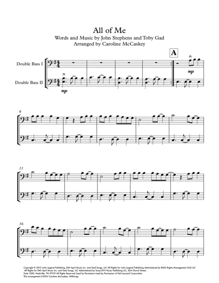 All Of Me Double Bass Duet Page 2