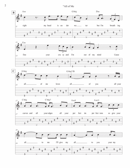 All Of Me Guitar Tablature Page 2