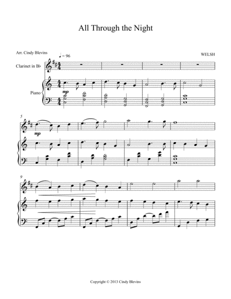 All Through The Night Arranged For Piano And Clarinet Page 2