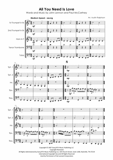 All You Need Is Love Brass Quintet Page 2