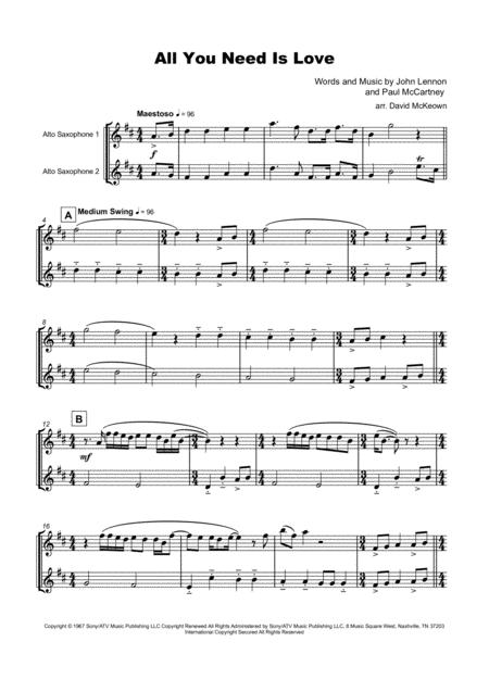 All You Need Is Love By The Beatles For Alto Saxophone Duet Page 2