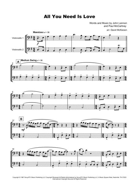 All You Need Is Love By The Beatles For Cello Duet Page 2