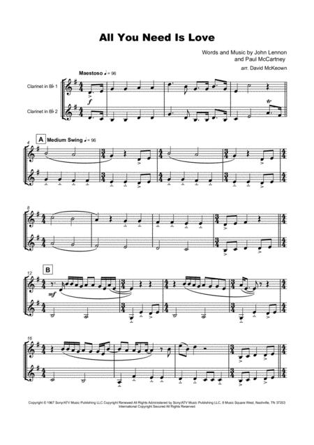 All You Need Is Love By The Beatles For Clarinet Duet Page 2