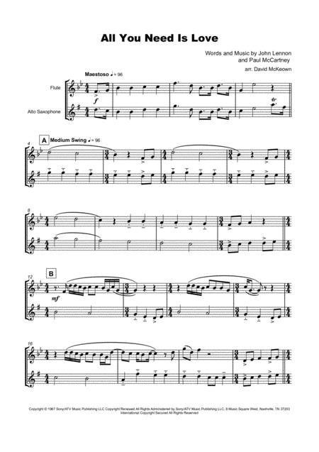 All You Need Is Love By The Beatles For Flute And Alto Saxophone Duet Page 2