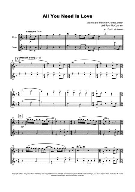 All You Need Is Love By The Beatles For Flute And Oboe Duet Page 2