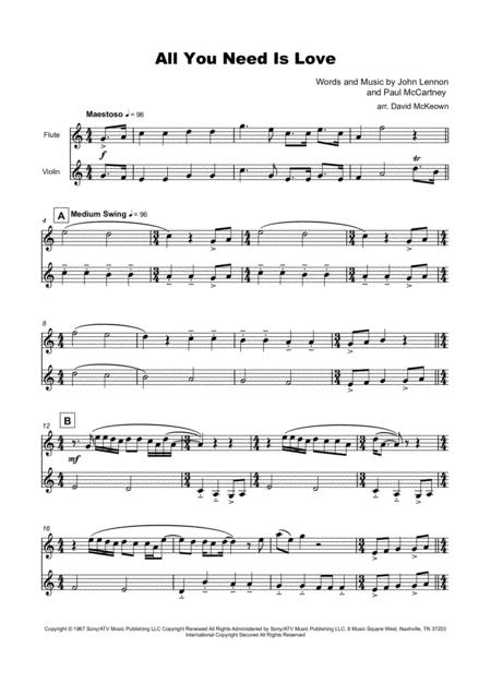 All You Need Is Love By The Beatles For Flute And Violin Duet Page 2