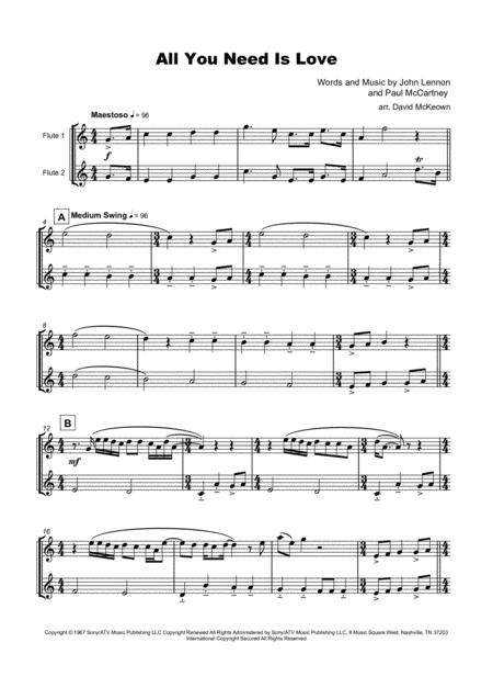 All You Need Is Love By The Beatles For Flute Duet Page 2