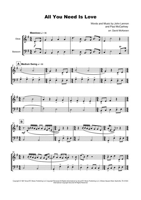 All You Need Is Love By The Beatles For Oboe And Bassoon Duet Page 2