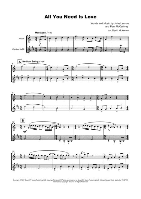 All You Need Is Love By The Beatles For Oboe And Clarinet Duet Page 2