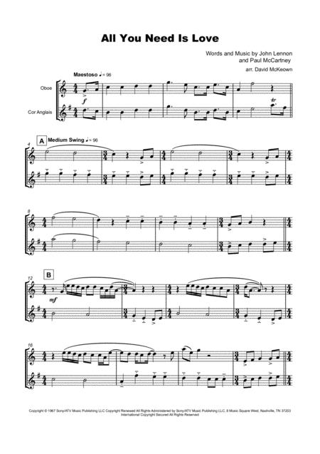 All You Need Is Love By The Beatles For Oboe And Cor Anglais Or English Horn Duet Page 2