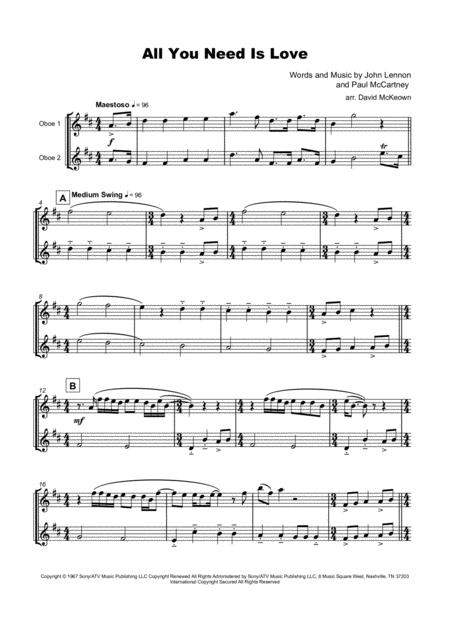 All You Need Is Love By The Beatles For Oboe Duet Page 2