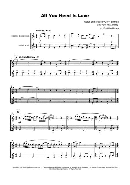 All You Need Is Love By The Beatles For Soprano Saxophone And Clarinet Duet Page 2