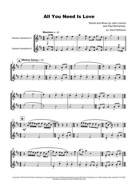 All You Need Is Love By The Beatles For Soprano Saxophone Duet Page 2