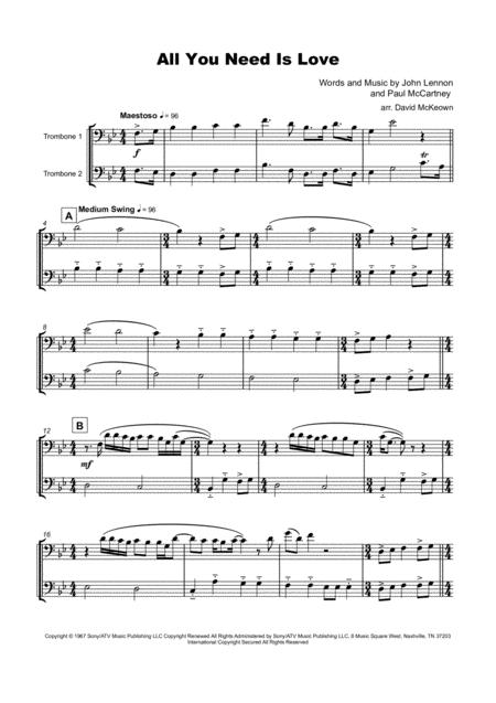 All You Need Is Love By The Beatles For Trombone Duet Page 2