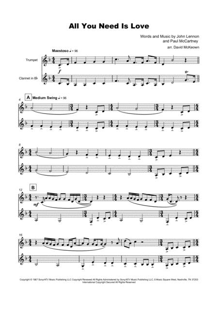 All You Need Is Love By The Beatles For Trumpet And Clarinet Duet Page 2