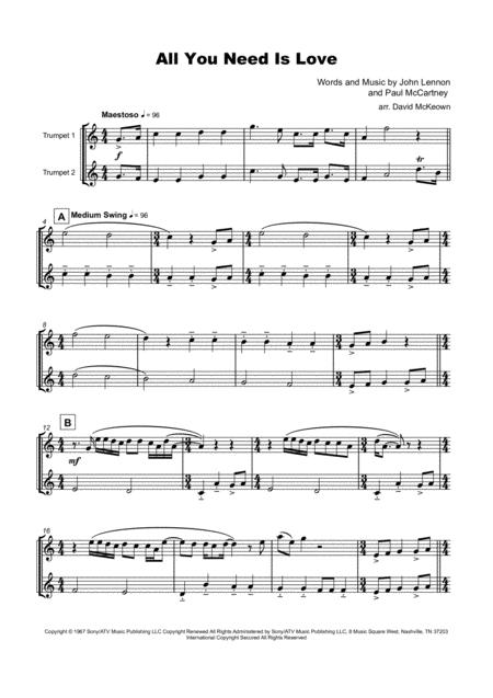 All You Need Is Love By The Beatles For Trumpet Duet Page 2