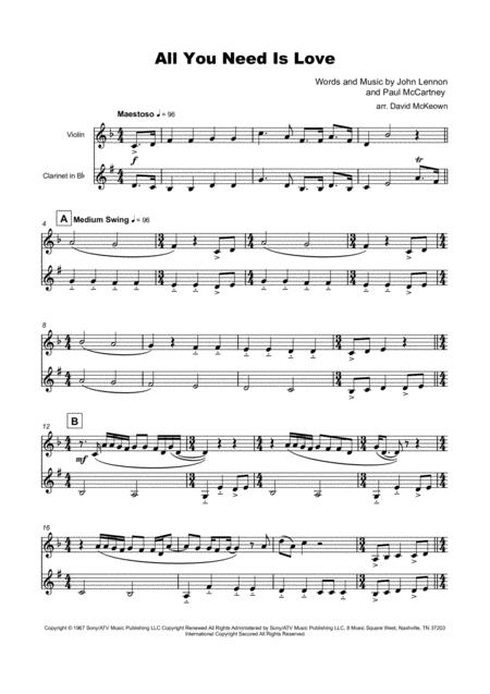 All You Need Is Love By The Beatles For Violin And Clarinet Duet Page 2