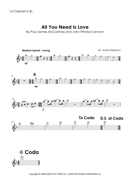 All You Need Is Love Clarinet Quintet Page 2