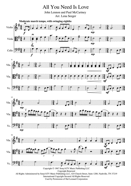 All You Need Is Love String Trio Page 2